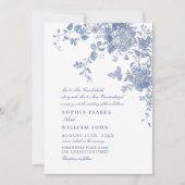 Viktorianisch Dusty Blue Französischer Garten Blum Einladung (Vorderseite)