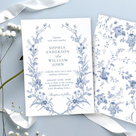 Viktorianisch Dusty Blue Französischer Garten Blum Einladung