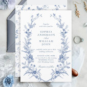 Viktorianisch Dusty Blue Französischer Garten Blum Einladung