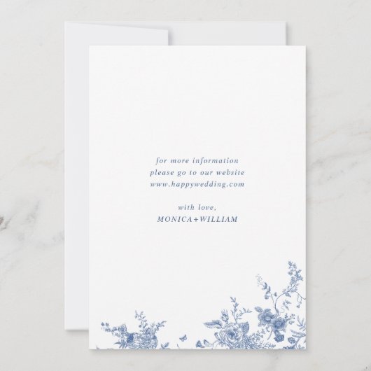 Viktorianisch Dusty Blue Französischer Garten Blum Einladung (Rückseite)