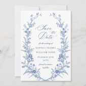 Viktorianisch Dusty Blue Französischer Garten Blum Save The Date (Vorderseite)