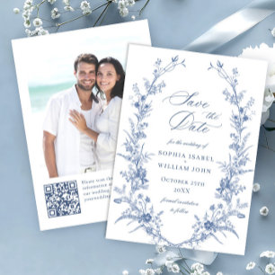 Viktorianisch Dusty Blue Französischer Garten Blum Save The Date