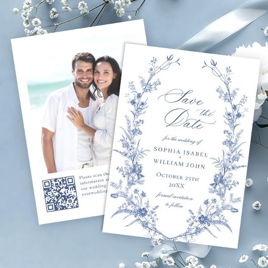 Viktorianisch Dusty Blue Französischer Garten Blum Save The Date