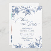 Viktorianisch Dusty Blue Französischer Garten Blum Save The Date (Vorne/Hinten)