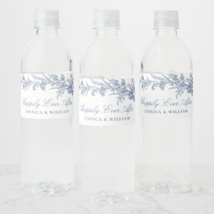 Viktorianisch Dusty Blue Französischer Garten Blum Wasserflaschenetikett