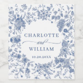 Viktorianisch Dusty Blue Französischer Garten Blum Weinetikett (Einzelnes Label)