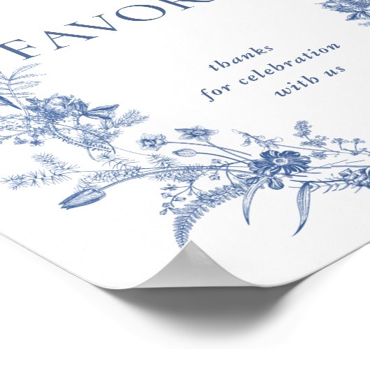 Viktorianisch Dusty Blue Französischer Garten Favo Poster (Ecke)