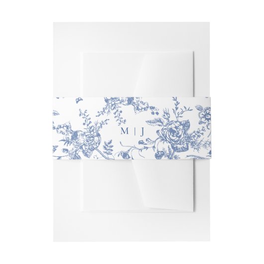 Viktorianisch Dusty Blue French Garden Blume Hochz Einladungsbanderole (Vorderseite Beispiel)