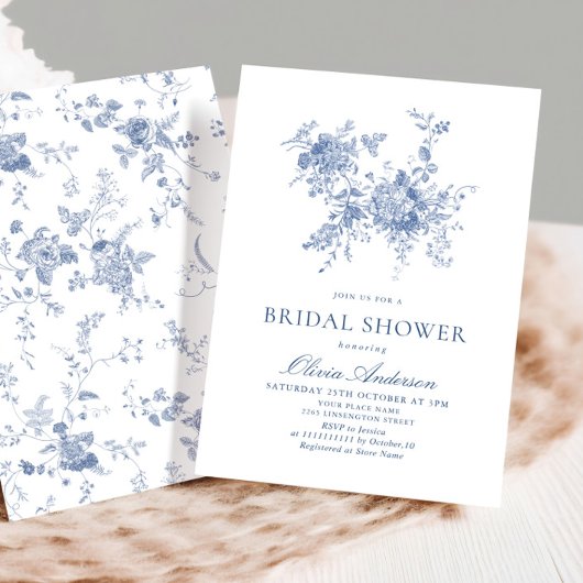 Viktorianisch Dusty Blue French Garden BRAUTPARTY Einladung