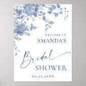 Viktorianisch Dusty Blue French Garden Brautparty Poster (Vorne)