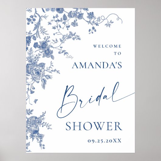 Viktorianisch Dusty Blue French Garden Brautparty Poster (Vorne)