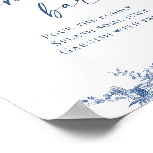 Viktorianisch Dusty Blue French Garden Mimosa Bar Poster (Ecke)