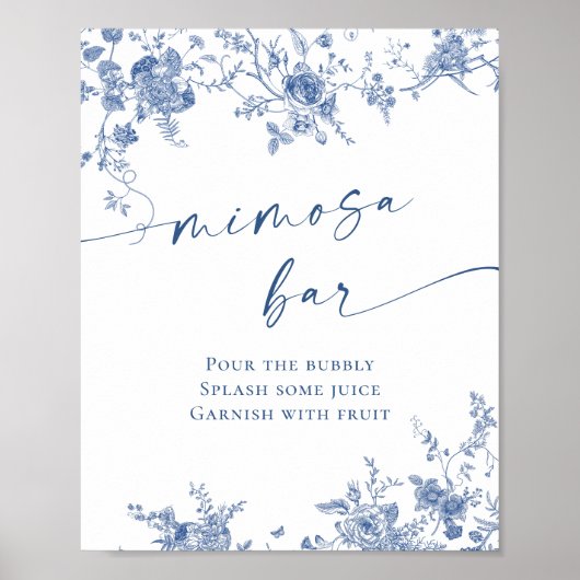 Viktorianisch Dusty Blue French Garden Mimosa Bar  Poster (Vorne)
