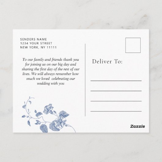 Viktorianisch Dusty Blue French Garden Vielen Dank Postkarte (Rückseite)