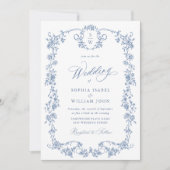 Viktorianisch Dusty Blue French Garden Wedding Einladung (Vorderseite)
