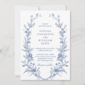 Viktorianisch Dusty Blue French Garden Wedding QR- Einladung (Vorderseite)