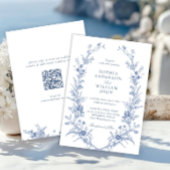 Viktorianisch Dusty Blue French Garden Wedding QR- Einladung