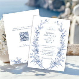 Viktorianisch Dusty Blue French Garden Wedding QR- Einladung