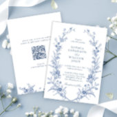 Viktorianisch Dusty Blue French Garden Wedding QR- Einladung
