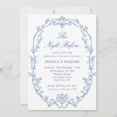 Viktorianisch Dusty Blue Probe Dinner QR-Code Einladung (Vorderseite)