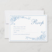 Viktorianisch Dusty Blue Wedding RSVP Karte (Vorderseite)