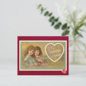 Viktorianisch Eine Valentine Nachricht 2 Girls Pos Feiertagspostkarte (Stehend Vorderseite)