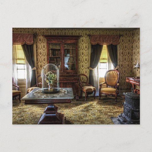 Viktorianisch eingerichtetes Wohnzimmer Postkarte (Vorderseite)