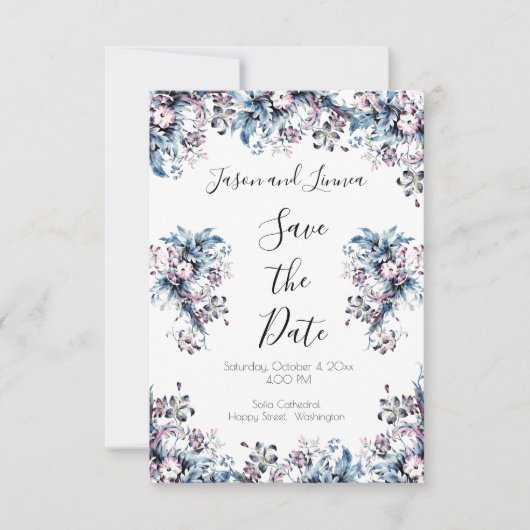 Viktorianisch Elegante Blume im Artdeco Art Collec Save The Date (Vorderseite)