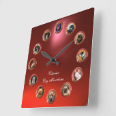 VIKTORIANISCH ENAMELS MINIATURE HUNDERPORTRAIN Red Quadratische Wanduhr (Winkel)