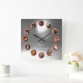 VIKTORIANISCH ENAMELS MINIATURHUNDERPORTRAS Weiß Quadratische Wanduhr (Zuhause)