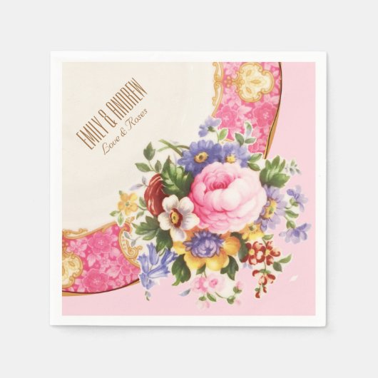 Viktorianisch Englisch Rose Garden Party Napkins Serviette (Vorderseite)