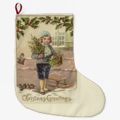 Viktorianisch English Boy Weihnachtsgrüße Großer Weihnachtsstrumpf (Vorderseite)