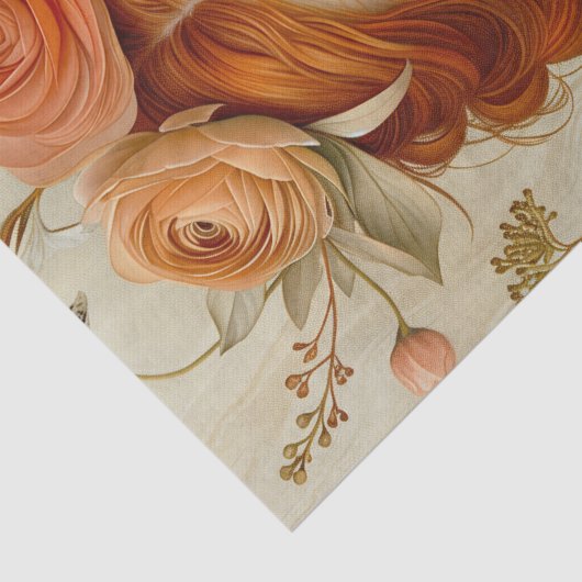 Viktorianisch Era Lady Floral Headdress Decoupage Seidenpapier (Detail)