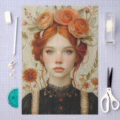 Viktorianisch Era Lady Floral Headdress Decoupage Seidenpapier (Handwerk)