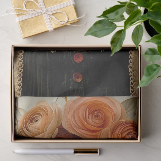 Viktorianisch Era Lady Floral Headdress Decoupage Seidenpapier (Geschenk)