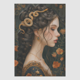 Viktorianisch Era Lady Snake Headdress Decoupage Seidenpapier