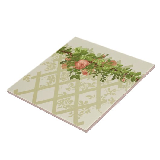Viktorianisch Era Pink Pose Trellis Frieze Fliese (Seite)