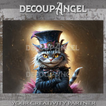 Viktorianisch Fantasy Cheshire Cat - Decoupage