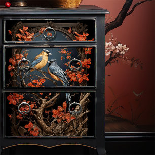 Viktorianisch Finches japanischer Lacquer-Stil Dec Seidenpapier
