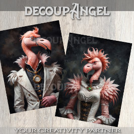 Viktorianisch Flamingo Couple - Decoupage- Seidenpapier