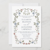 Viktorianisch Garden Dusty Blue Monogram Einladung (Vorderseite)