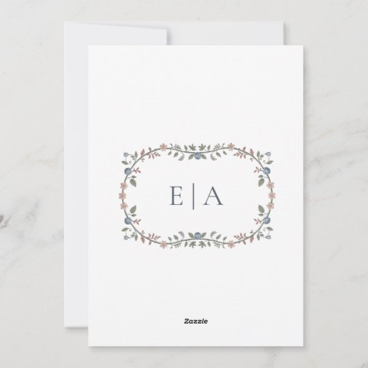 Viktorianisch Garden Dusty Blue Monogram Einladung (Rückseite)