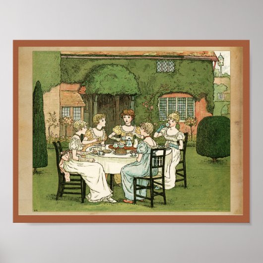 Viktorianisch Garden Party Fünf Gäste Kunst, Dicht Poster (Vorne)