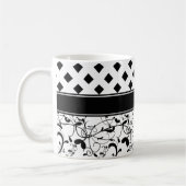 Viktorianisch Geblüht Diamanten Schwarz-weiß Kaffeetasse (Links)