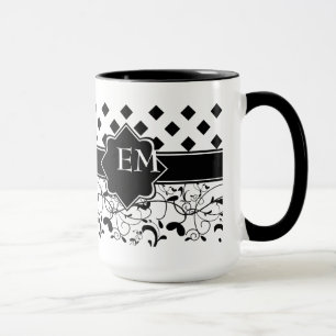 Viktorianisch Geblüht Diamanten Schwarz-weiß Tasse