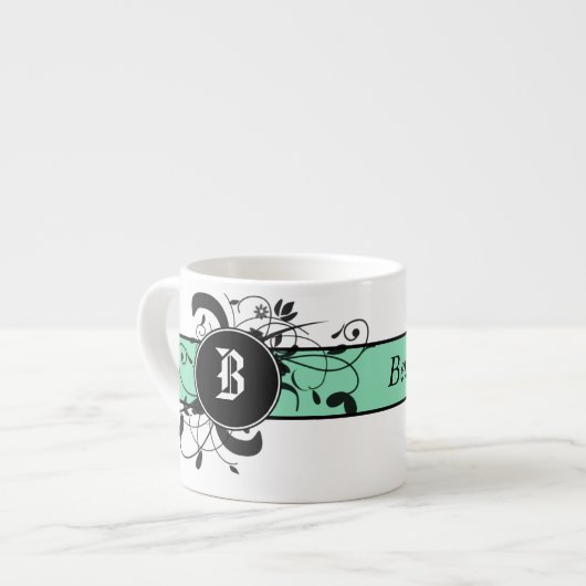 Viktorianisch Geblüht Mit Monogramm Espressotasse (Vorderseite Links)