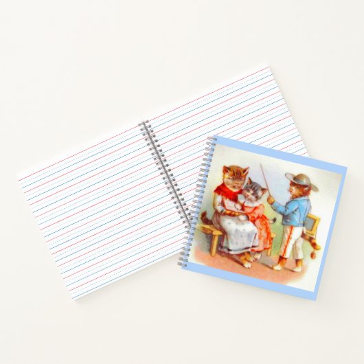 Viktorianisch gekleidete Kätzchen-Familienausdruck Notizblock (Innenseite)