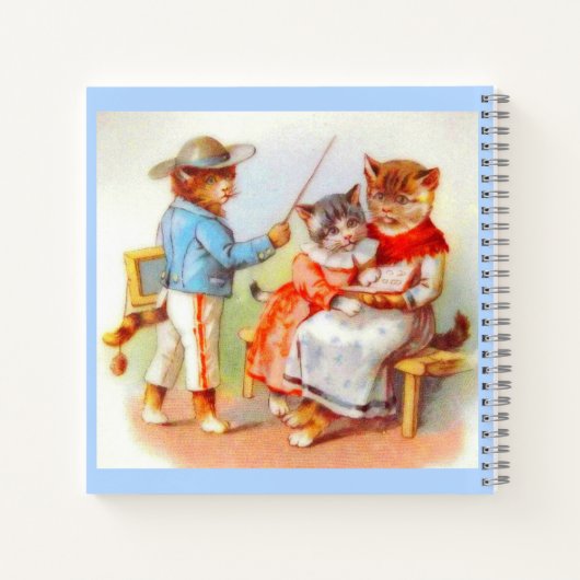 Viktorianisch gekleidete Kätzchen-Familienausdruck Notizblock (Rückseite)