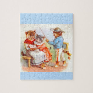 Viktorianisch gekleidete Kätzchen Puzzle