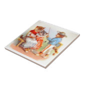 Viktorianisch gekleidete Katzen Fliese (Seite)